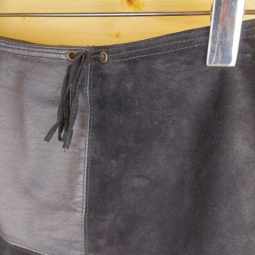 Genuine Suede And Leather Skirt Size 9 Fully Lined - Picture 2 of 8